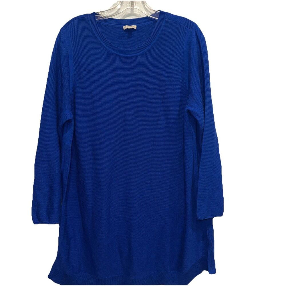 Talbots Womens XL Pullover Top Sweater Long Sleeve Knit Blue Coastal Minimalist